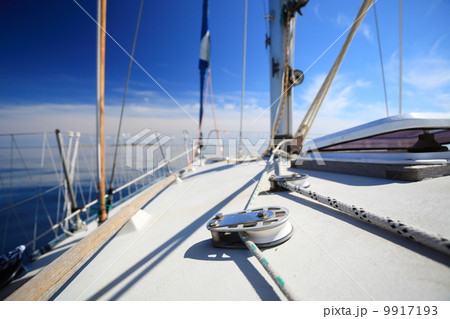 Sailboat yacht sailing in blue sea. Tourism 9917193