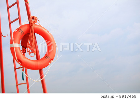 Lifeguard beach rescue equipment orange lifebuoy 9917469