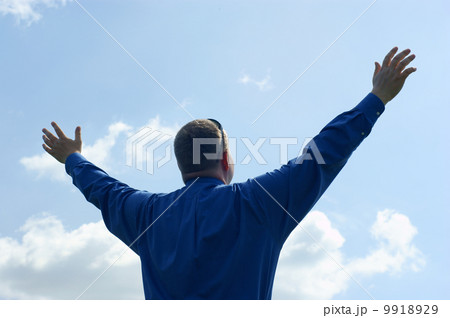 businessman and success on blue sky businessman and success on blue sky 9918929
