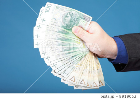 Businessman holding money polish banknote 9919052
