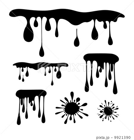 Black Vector Splash Stain Blot Set のイラスト素材