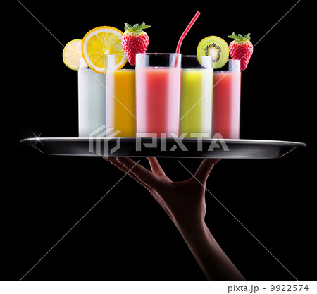 tasty summer fruits with juice in glass tasty summer fruits with juice in glass 9922574
