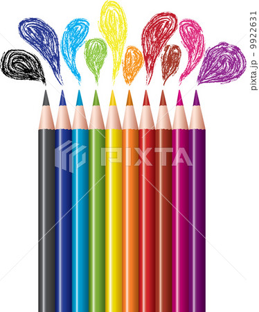 set of colored pencils and bubbles 9922631