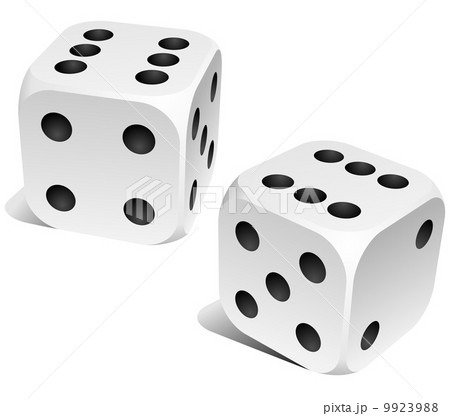 Black and white dice with double six roll. 9923988