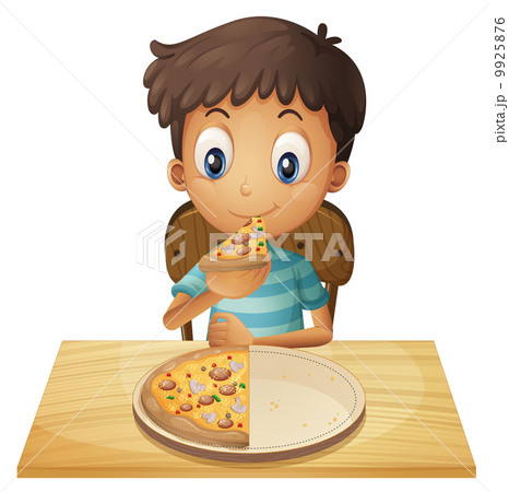 A young boy eating pizza A young boy eating pizza 9925876