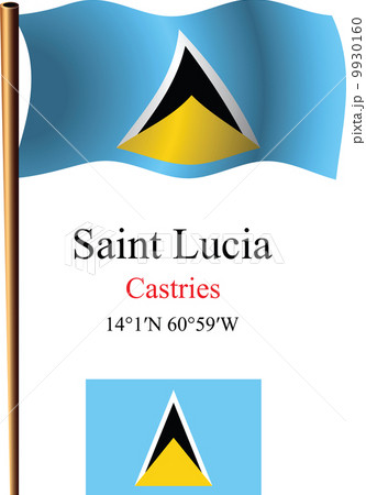 saint lucia wavy flag and coordinates 9930160