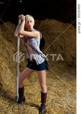 attractive cowboy girl in village attractive cowboy girl in village 9930460