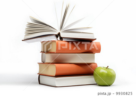 A stack of books on a white background. 9930825