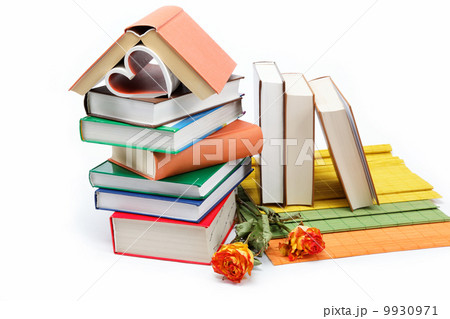 A stack of books on a white background. A stack of books on a white background. 9930971