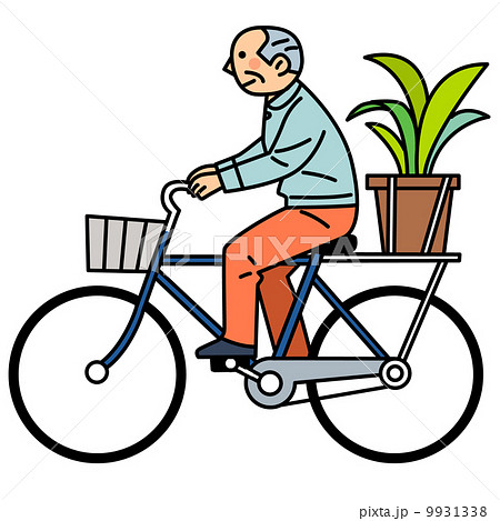 自転車に乗るおじさんのイラスト素材