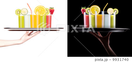 tasty summer fruits with juice in glass tasty summer fruits with juice in glass 9931740