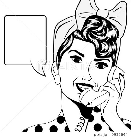 woman chatting on the phone, pop art illustration woman chatting on the phone, pop art illustration 9932644