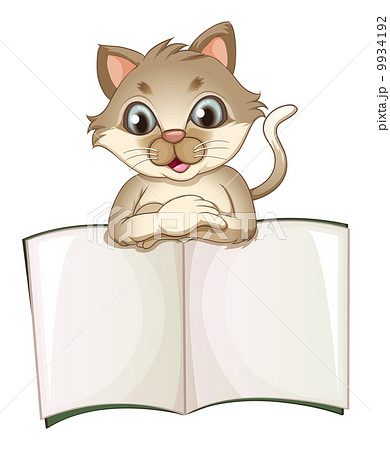 A brown cat opening an empty notebook 9934192