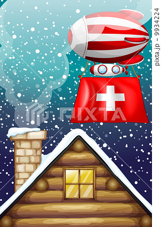 A floating balloon with the flag of Switzerland 9934224