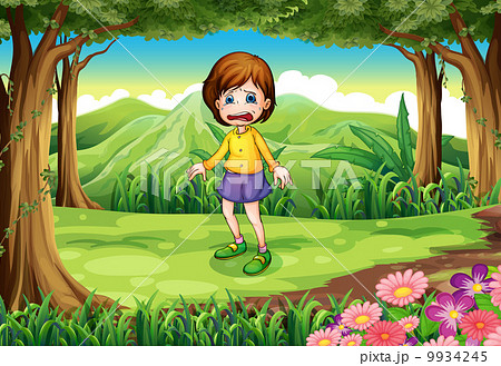A scared young girl at the forest - Stock Illustration [9934245] - PIXTA