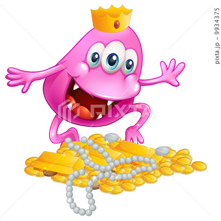 A beanie monster amazed by the treasures 9934375