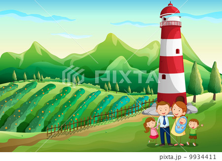 A family at the farm with a high tower A family at the farm with a high tower 9934411