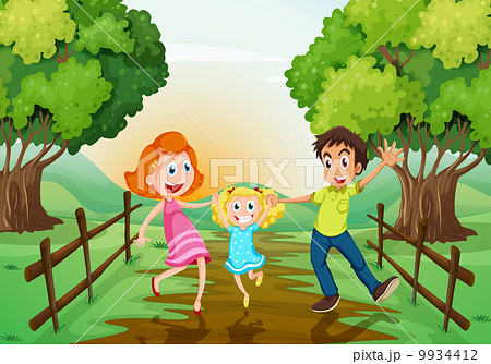 A happy family at the woods 9934412