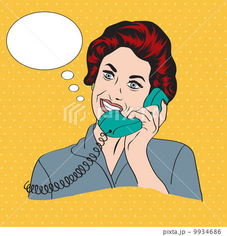 Popart comic retro woman talking by phone 9934686