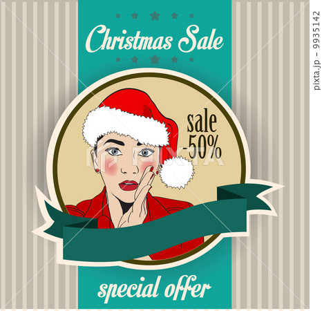 Christmas sale design with sexy Santa girl 9935142