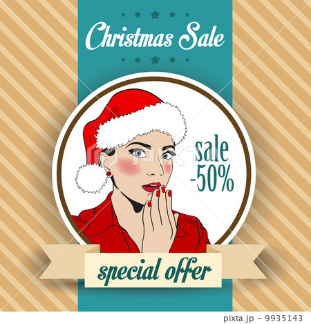 Christmas sale design with sexy Santa girl Christmas sale design with sexy Santa girl 9935143