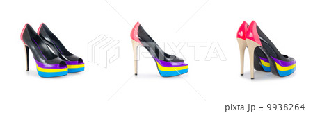 Composite photo of woman shoes isolated on white Composite photo of woman shoes isolated on white 9938264