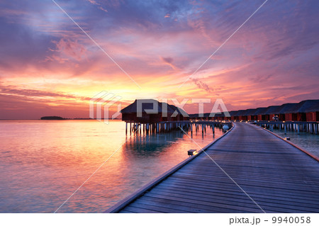 Sunset at Maldivian beach Sunset at Maldivian beach 9940058