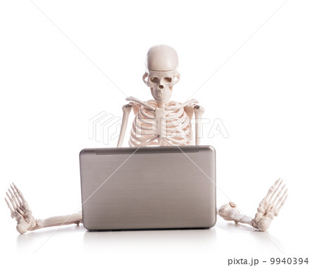 Skeleton working on laptop 9940394
