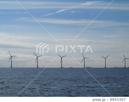 wind turbines power generator farm in sea 9943307