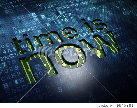 Timeline concept: Time is Now on digital screen background 9945381