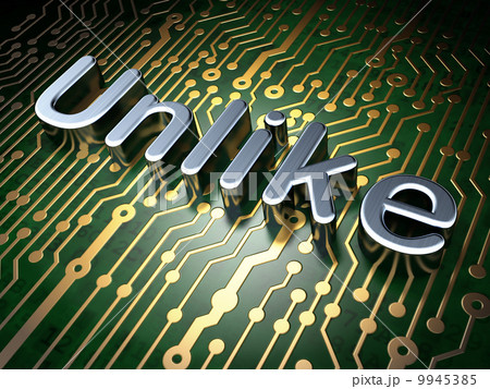 Social network concept: Unlike on circuit board background 9945385