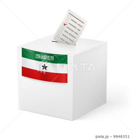 Ballot box with voting paper. Somaliland 9946351