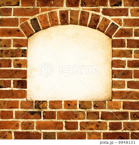 Old arch arc niche with copy space in brick wall background Old arch arc niche with copy space in brick wall background 9948131