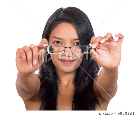 cheerful girl holding glasses cheerful girl holding glasses 9950331
