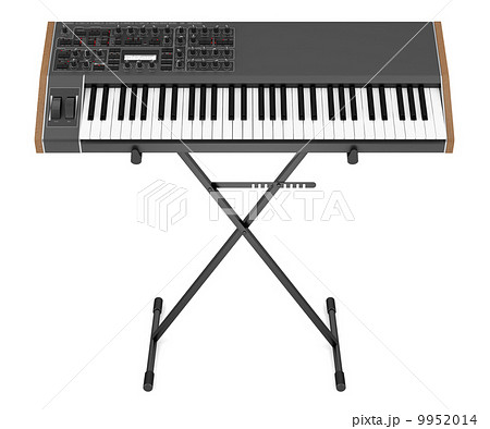 black synthesizer on stand isolated on white background black synthesizer on stand isolated on white background 9952014