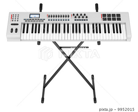 gray synthesizer on stand isolated on white background gray synthesizer on stand isolated on white background 9952015