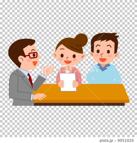 受付に書類を提出する夫婦 9952820