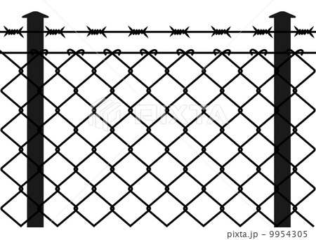 Wire fence with barbed wires Wire fence with barbed wires 9954305