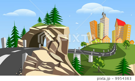 Vector city and tunnel - summer 9954363