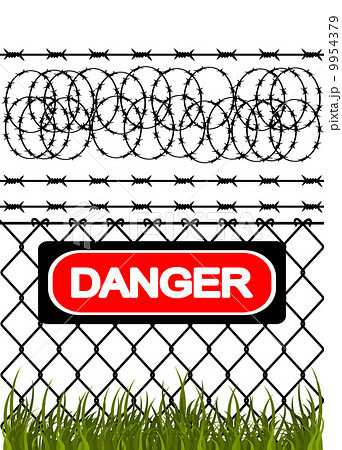 Wire fence with barbed wires 9954379