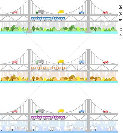 吊り橋 季節のイラスト素材