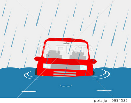 車 洪水のイラスト素材