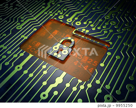 Finance concept: Folder With Lock on circuit board background Finance concept: Folder With Lock on circuit board background 9955250