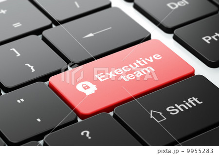 Business concept: Head With Padlock and Executive Team on keyboard Business concept: Head With Padlock and Executive Team on keyboard 9955283