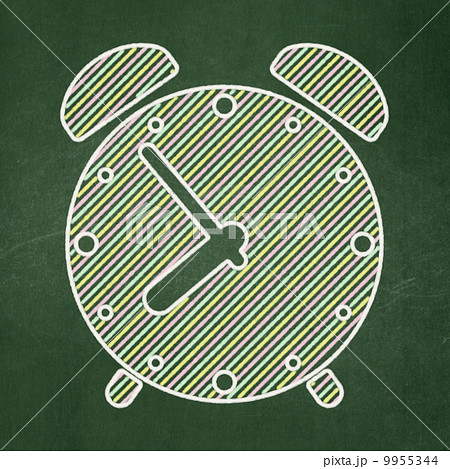 Timeline concept: Alarm Clock on chalkboard background Timeline concept: Alarm Clock on chalkboard background 9955344