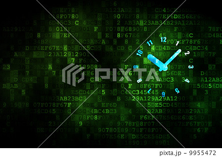 Time concept: Clock on digital background 9955472