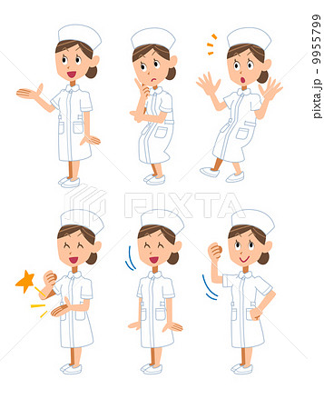 看護婦の女性6種類のポーズと仕草 のイラスト素材