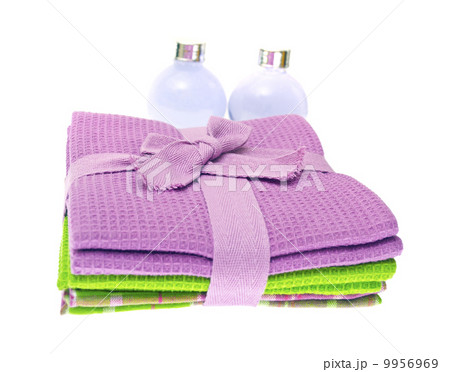 Colored Towels Isolated on White Background 9956969