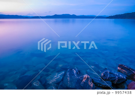 sunset during blue hour at the lake sunset during blue hour at the lake 9957438