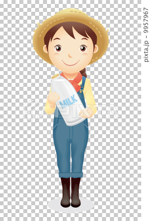 麦藁帽子の女性イラスト 麦藁帽子の女性イラスト 9957967